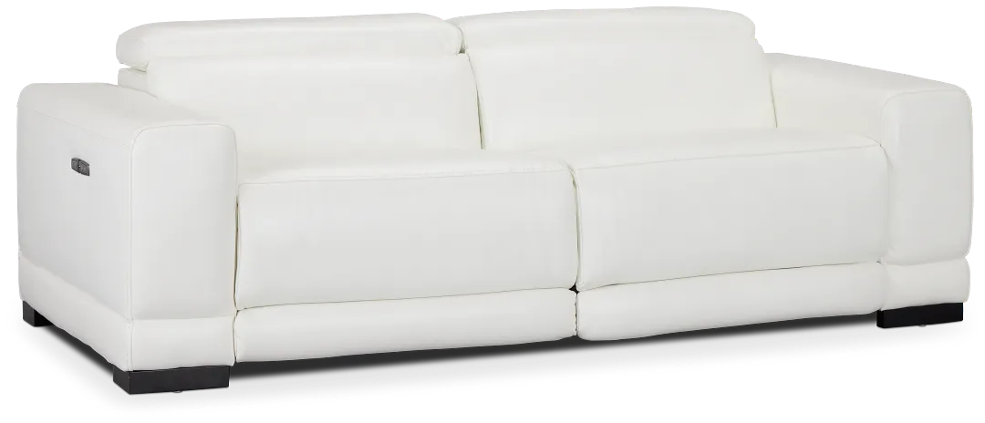 Lombardy White Micro Power Reclining Sofa