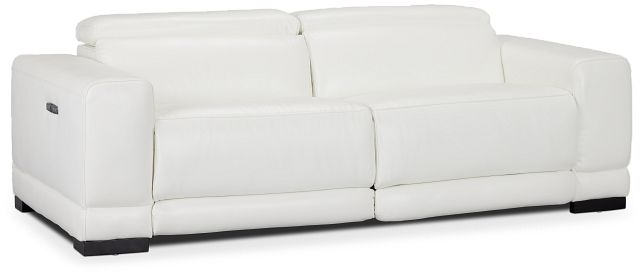 Lombardy White Micro Power Reclining Sofa