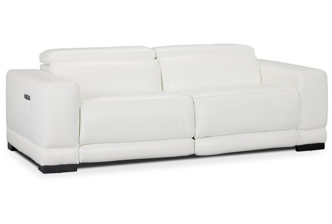 Lombardy White Micro Power Reclining Sofa