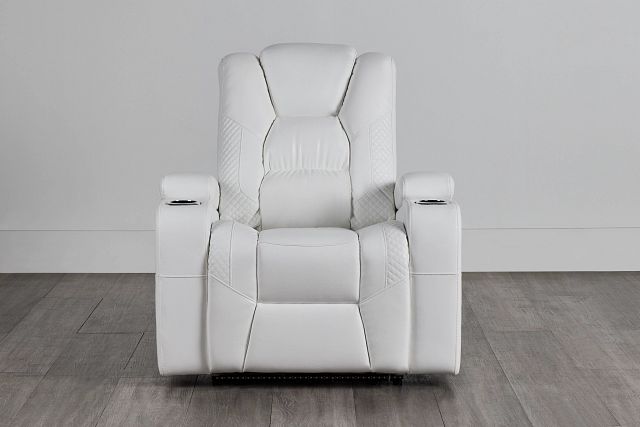 Troy White Micro Power Recliner With Power Lumbar