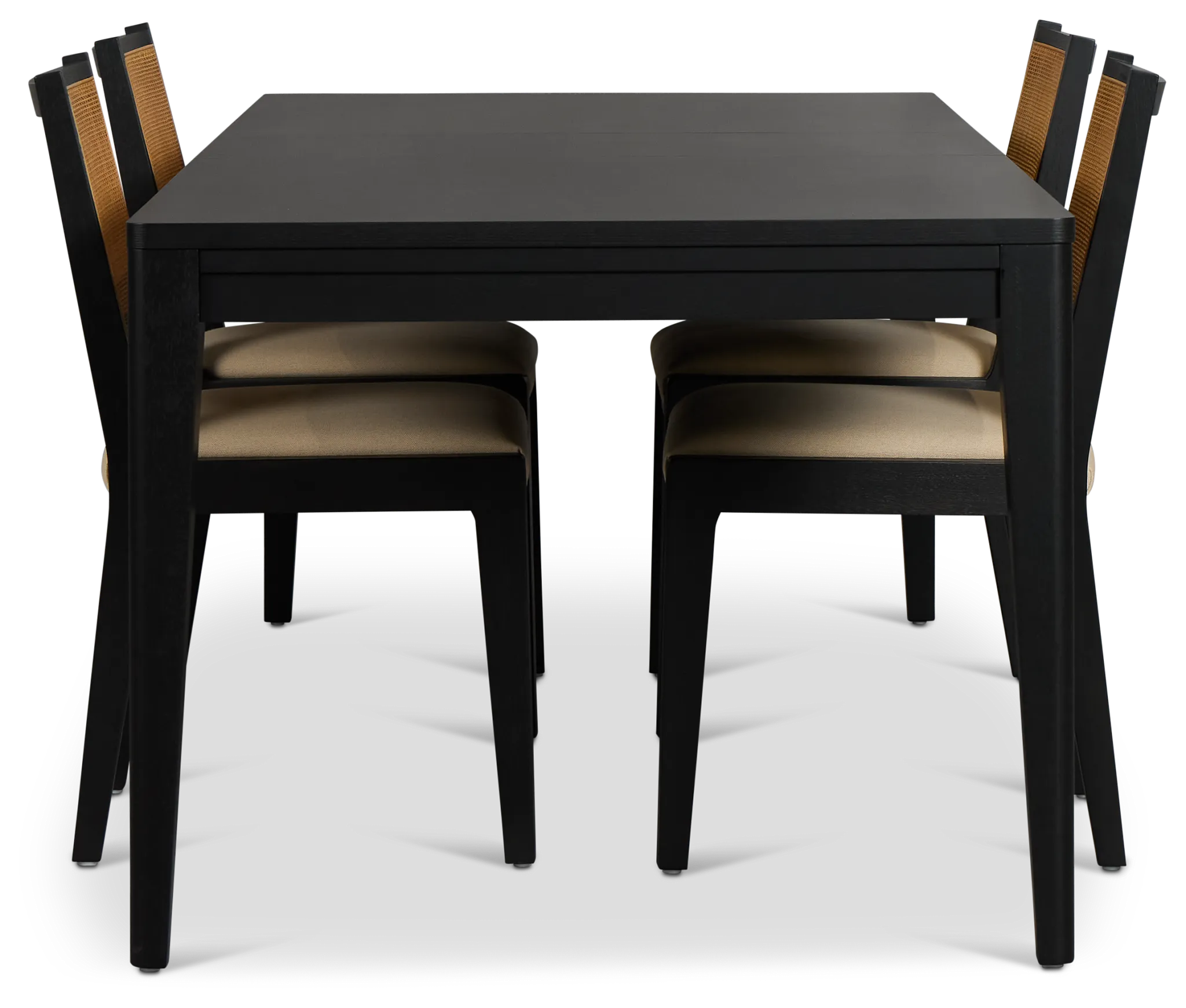 Pacific Black Rectangular Table & 4 Upholstered Chairs
