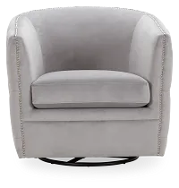 Naomi Gray Micro Swivel Accent Chair