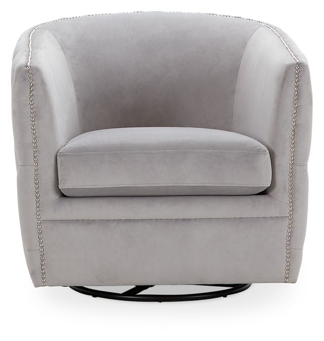 Naomi Gray Micro Swivel Accent Chair