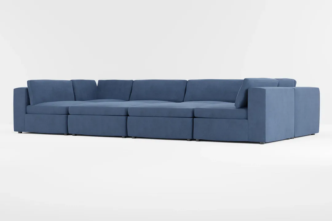 Destin Revenue Dark Blue Fabric 8-piece Pit Sectional