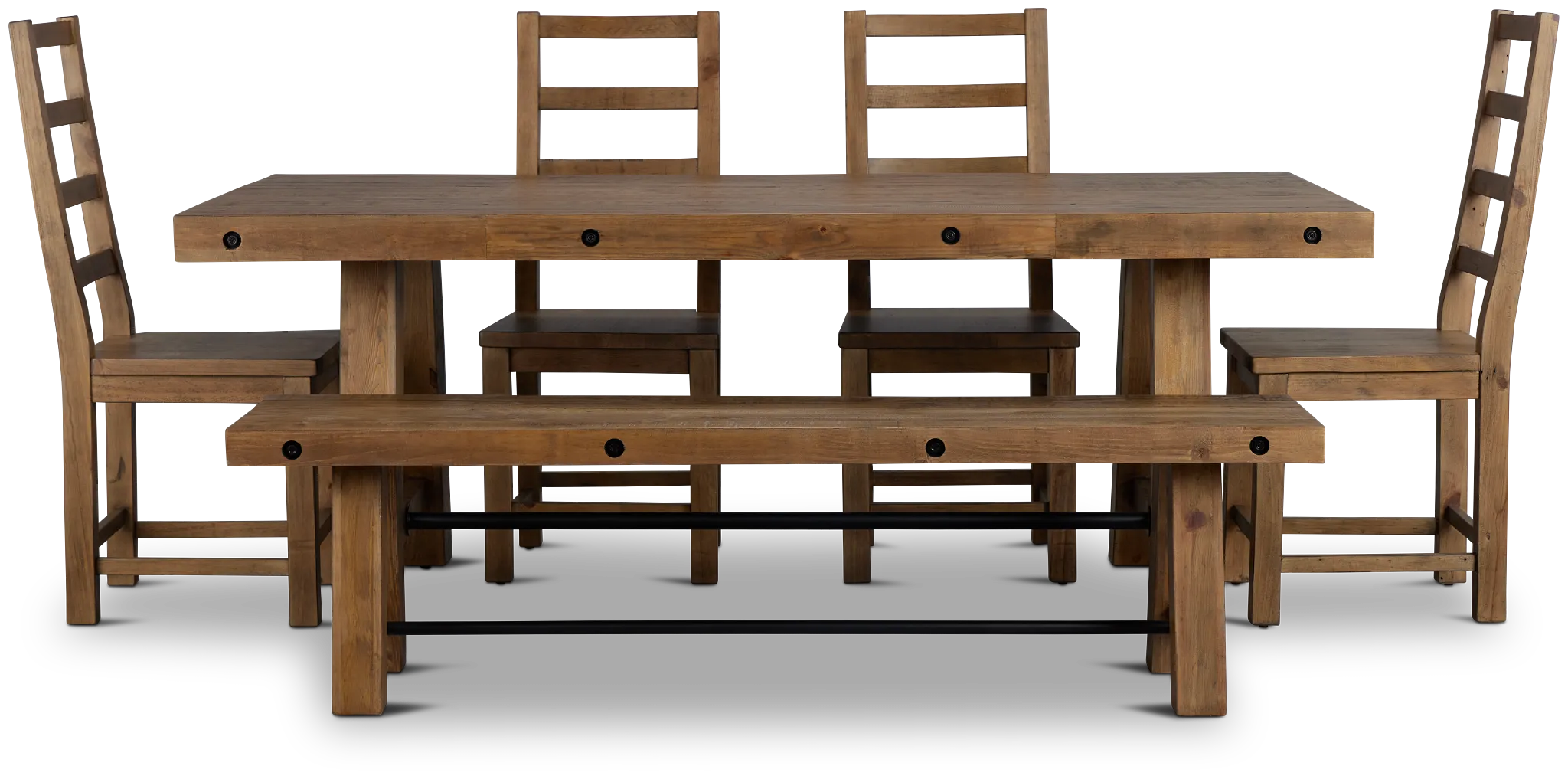 Maxton Mid Tone Rectangular Table With 4 Side Chairs & Bench