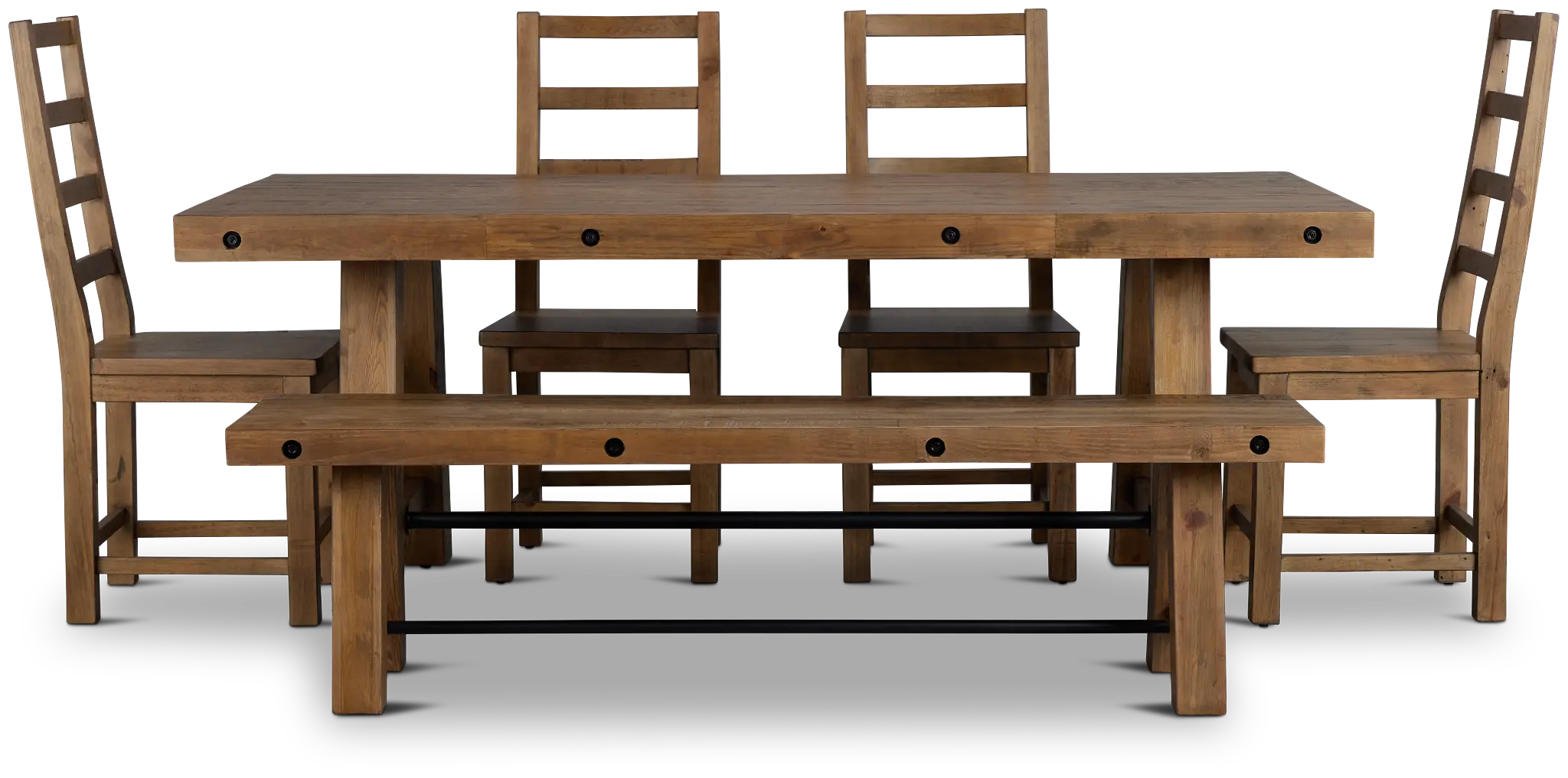 Maxton Mid Tone Rectangular Table With 4 Side Chairs & Bench Maxton Mid Tone Rectangular Table With 4 Side Chairs & Bench