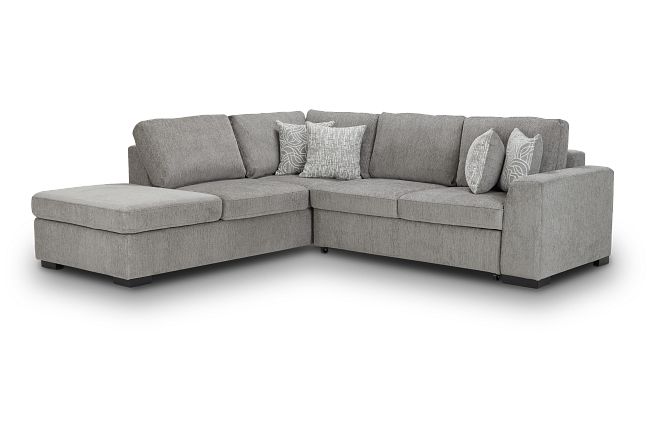Blakely Gray Fabric Small Left Bumper Sleeper Sectional