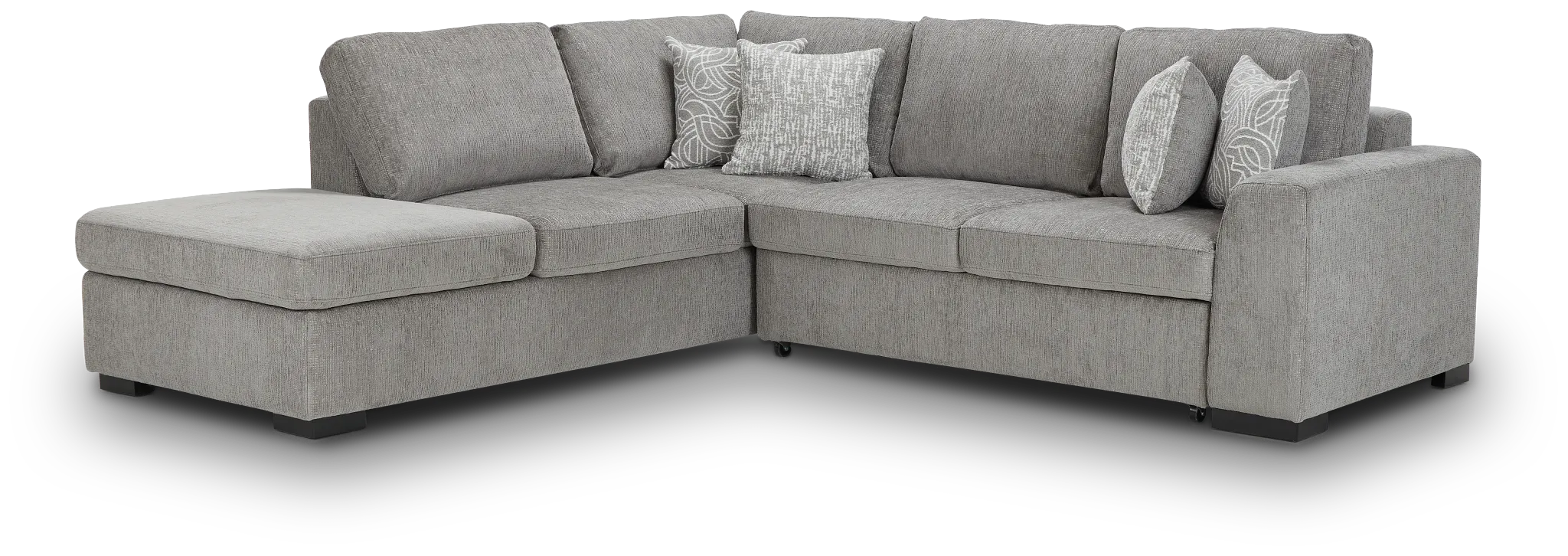 Blakely Gray Fabric Small Left Bumper Sleeper Sectional