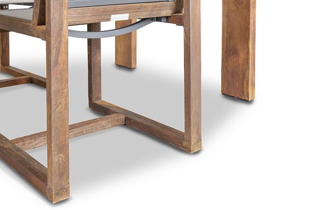 Linear Teak 102" Teak Table & 4 Teak Sling Side Chairs