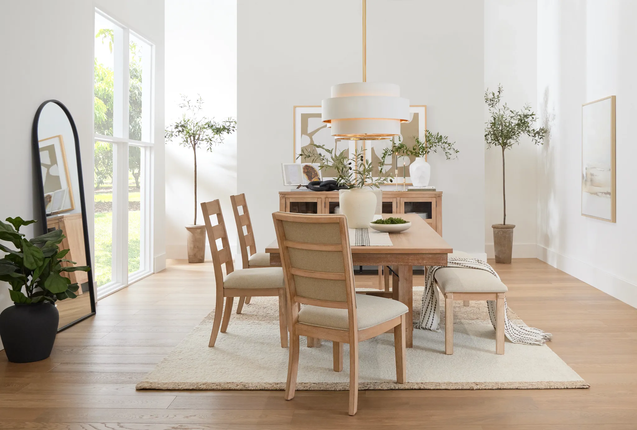 Park City Light Tone Upholstered Dining Bench