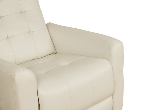 Izzy White Lthr/vinyl Power Swivel Glider Recliner