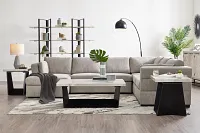 Amber Light Gray Fabric Large Left Chaise Storage Sleeper Sectional