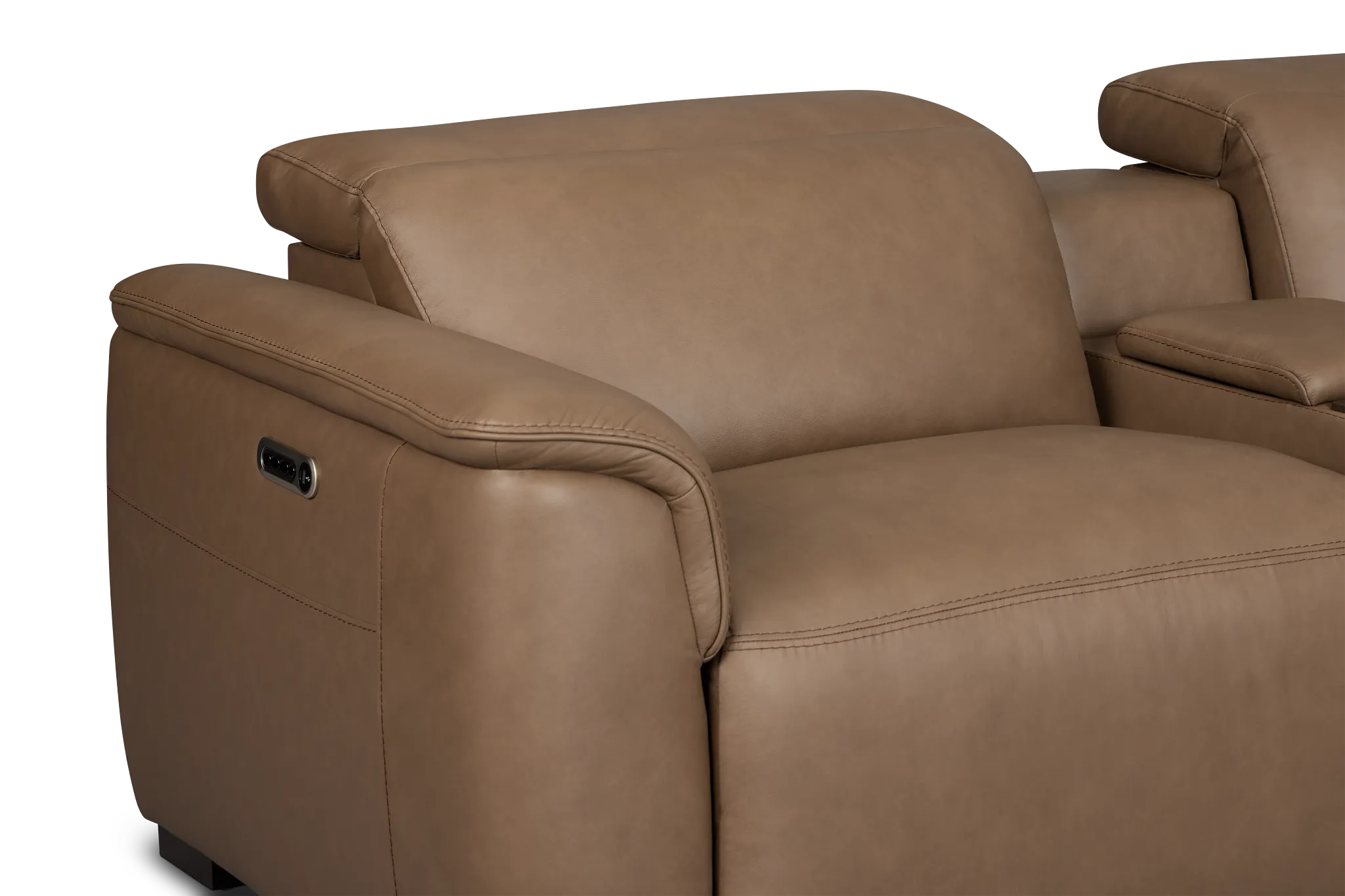 Brodie Dark Brown Lthr/vinyl Large Dual Power Reclining Two-arm Sectional