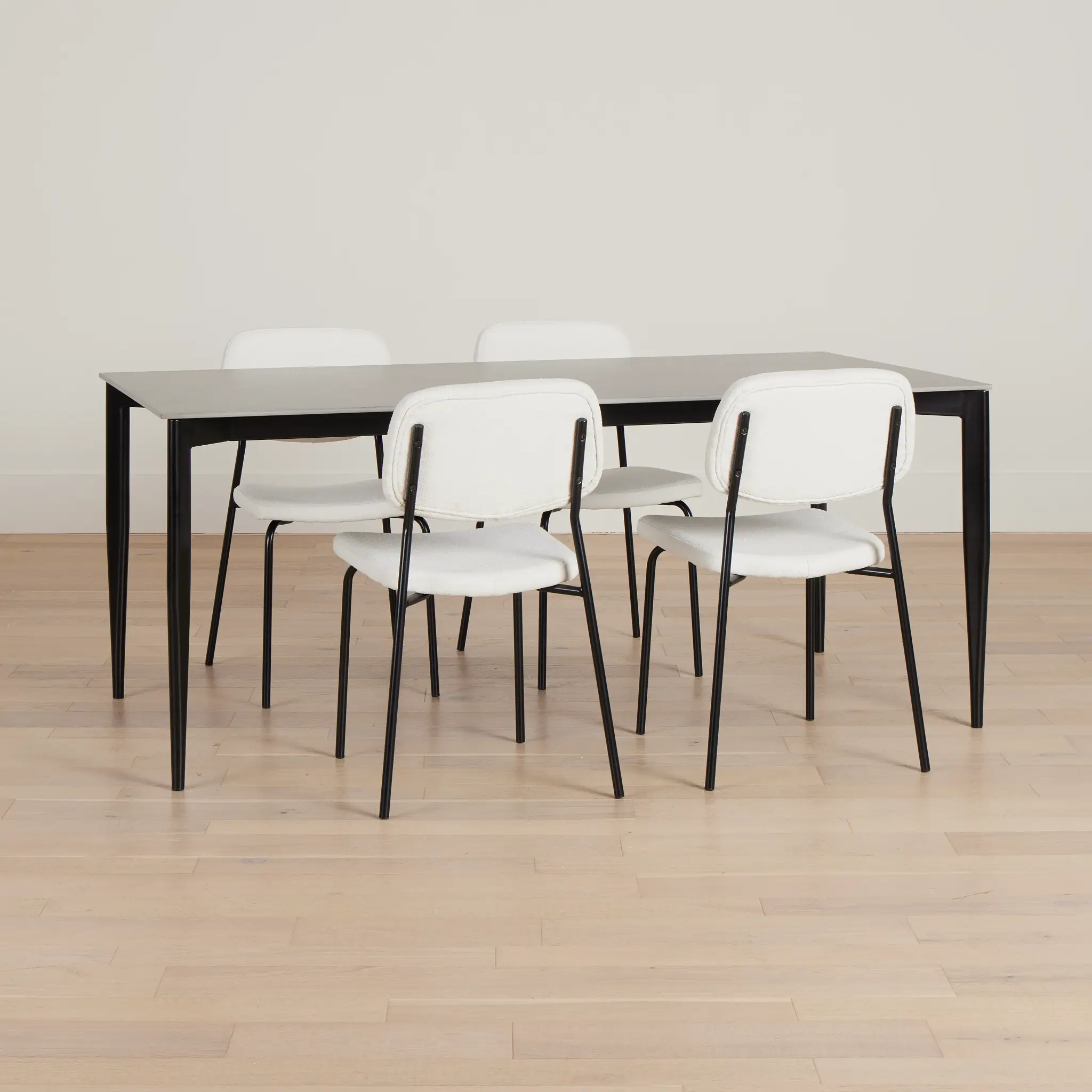 Andover Gray Rect Table & 4 White Upholstered Chairs Andover Gray Rect Table & 4 White Upholstered Chairs