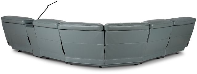 Reign Green Lthr/vinyl Medium Triple Power 2-arm Sectional