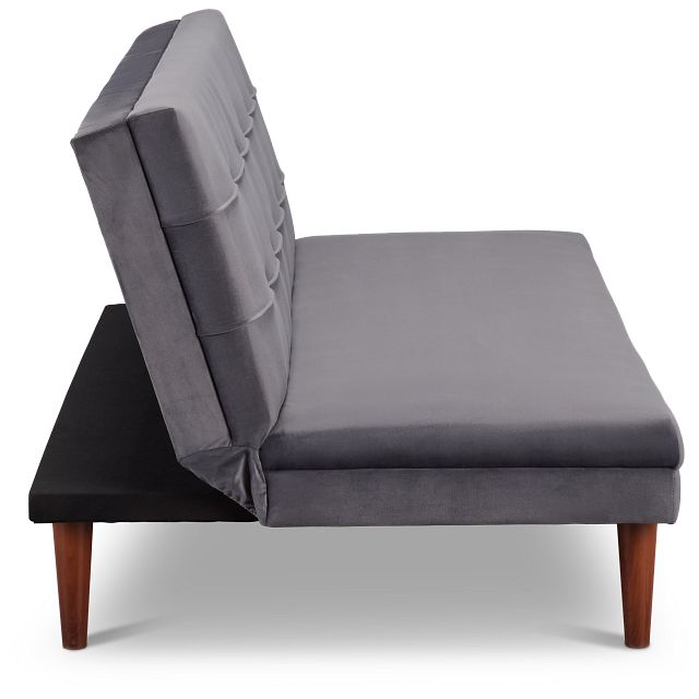 Ellie Dark Gray Velvet Sofa Futon