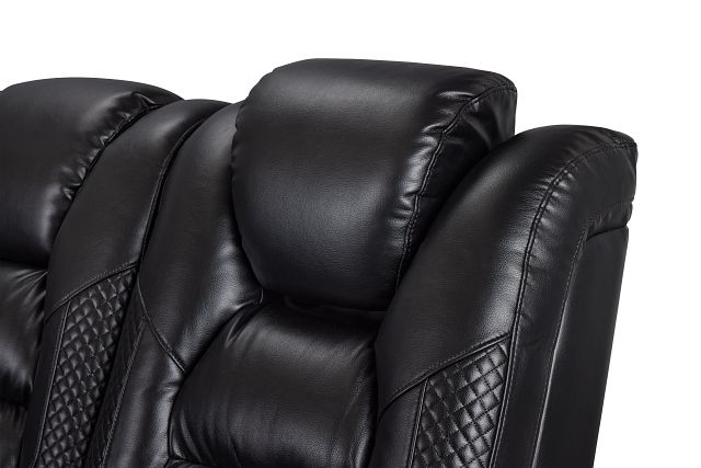Troy Black Micro Small Dual Power Reclining Two-arm Sectional