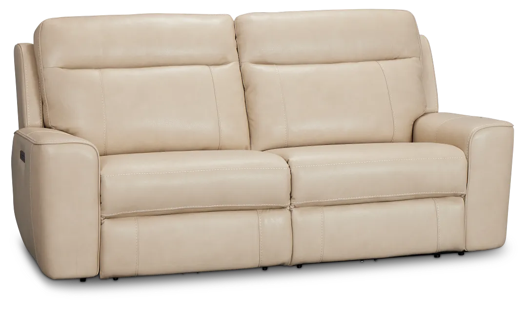 Benji Light Beige Lthr/vinyl Power Reclining Sofa