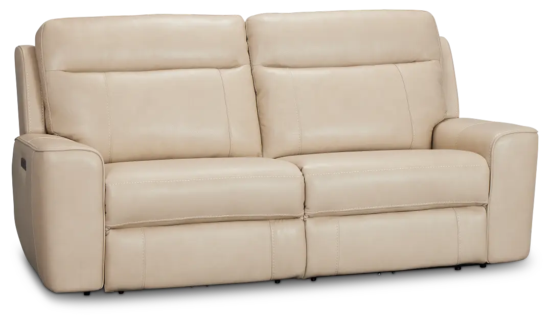Benji Light Beige Lthr/vinyl Power Reclining Sofa Benji Light Beige Lthr/vinyl Power Reclining Sofa