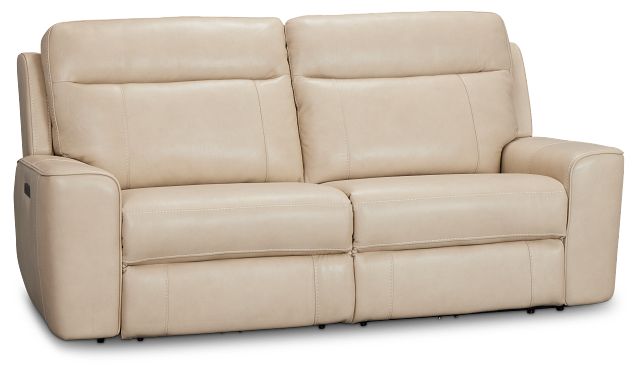 Benji Light Beige Lthr/vinyl Power Reclining Sofa