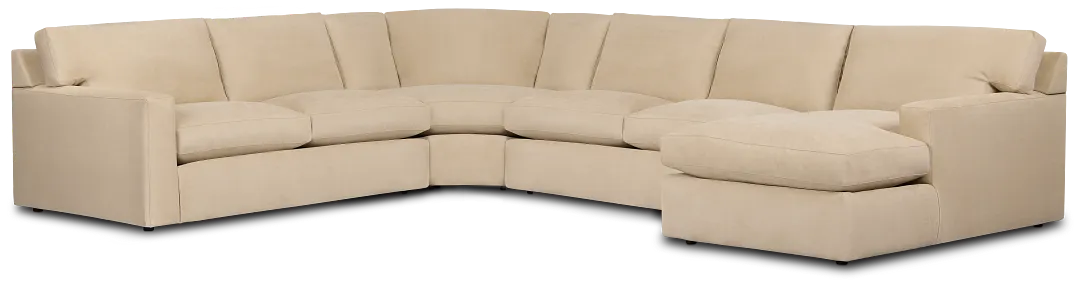 Hudson Beige Fabric Medium Right Chaise Wedge Sectional