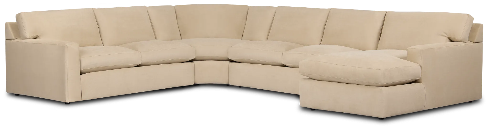 Hudson Beige Fabric Medium Right Chaise Wedge Sectional