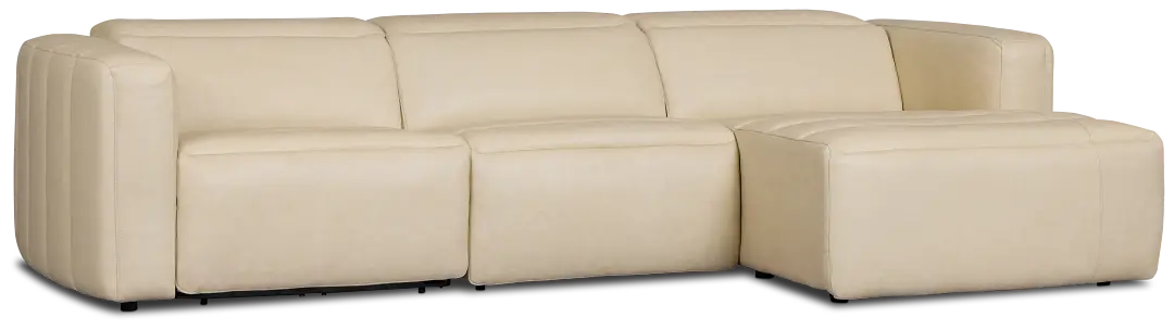 Jace Ivory Lthr/vinyl Right Chaise Power Reclining Sectional Jace Ivory Lthr/vinyl Right Chaise Power Reclining Sectional