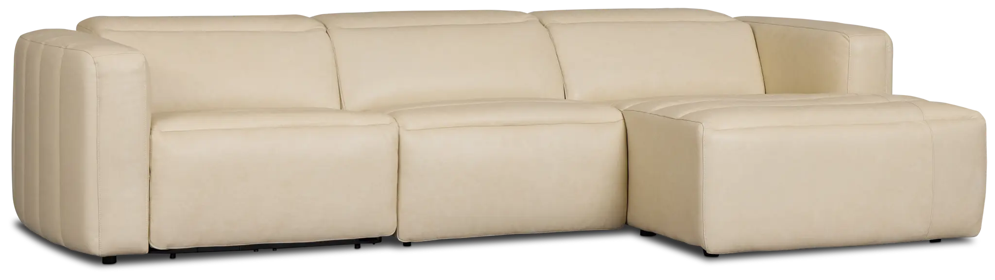 Jace Ivory Lthr/vinyl Right Chaise Power Reclining Sectional Jace Ivory Lthr/vinyl Right Chaise Power Reclining Sectional