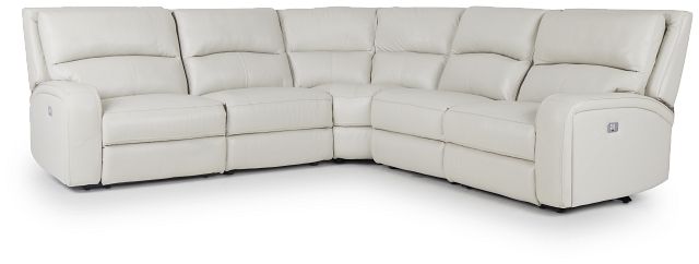 Asher Light Gray Lthr/vinyl Small Two-arm Power Reclining Sectional