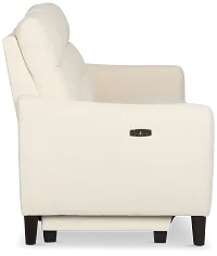 Keaton White Fabric Power Reclining Sofa W/ Power Headrest