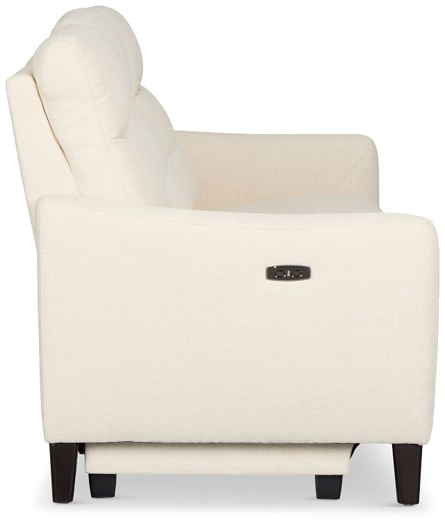 Keaton White Fabric Power Reclining Sofa W/ Power Headrest