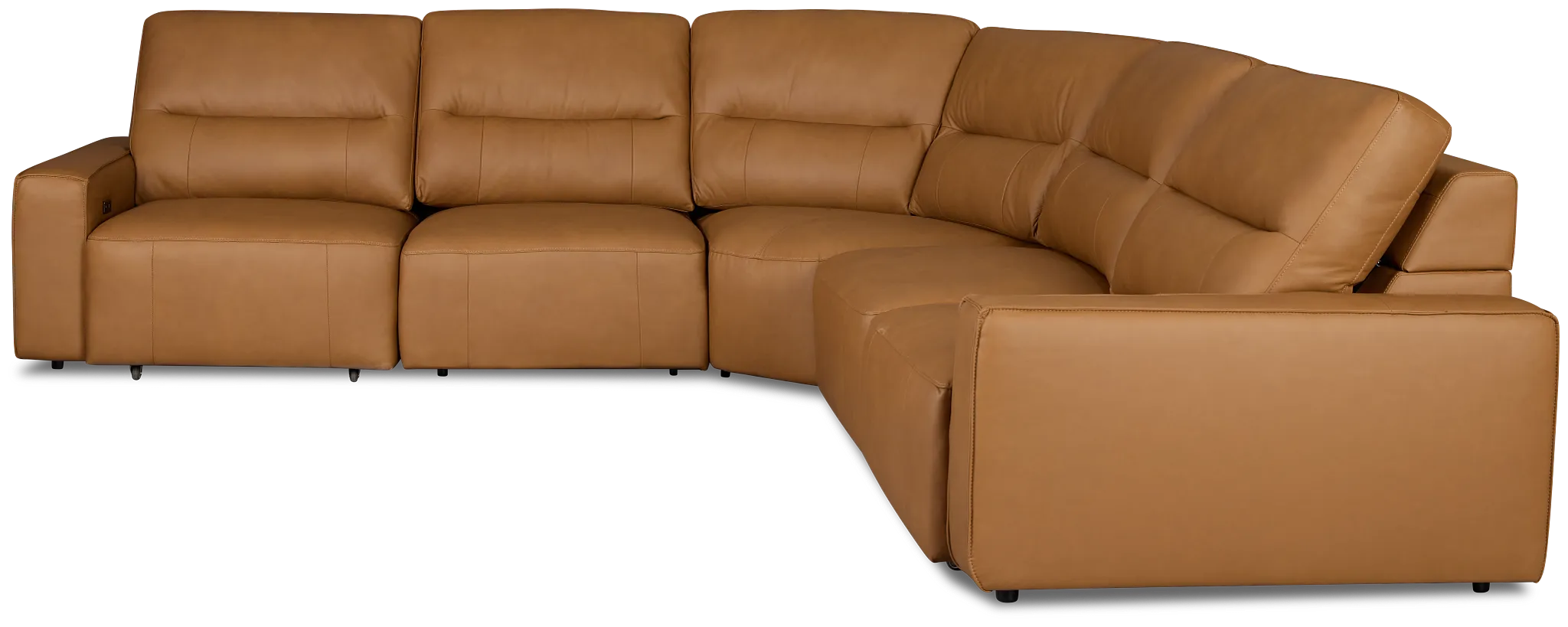 Rudy Brown Lthr/vinyl Small Two Arm Power Extension Chaise Sectional