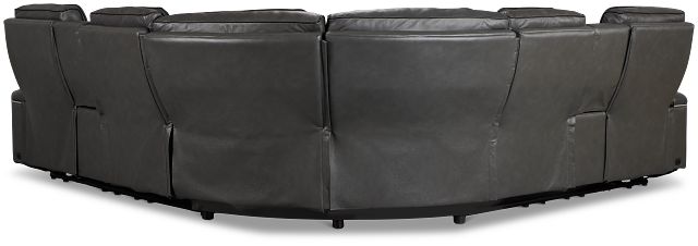 Nova Dark Gray Lthr/vinyl Medium 2-arm Dual Power Massage Sectional