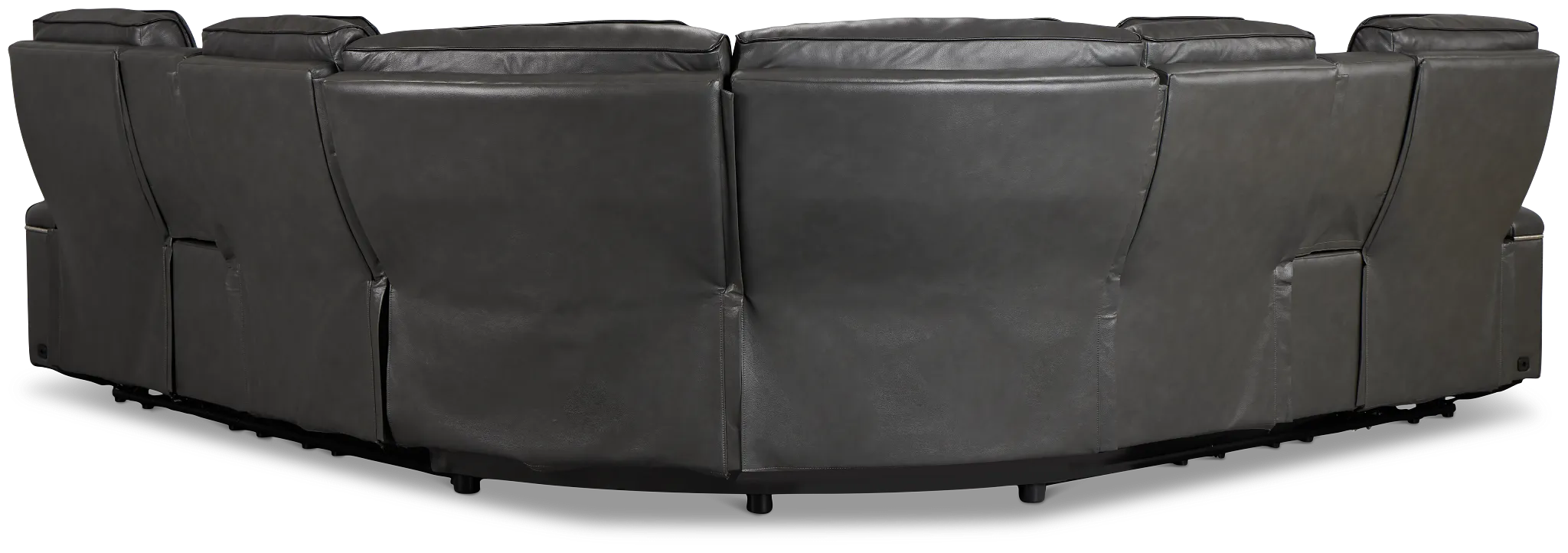 Nova Dark Gray Lthr/vinyl Medium 2-arm Dual Power Massage Sectional