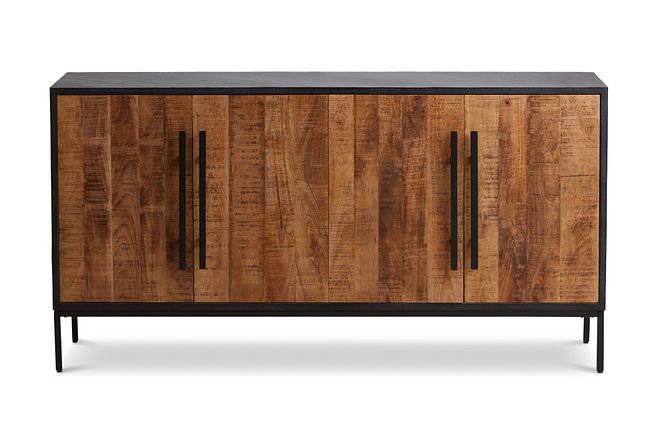 Dax Black Wood Four-door Cabinet