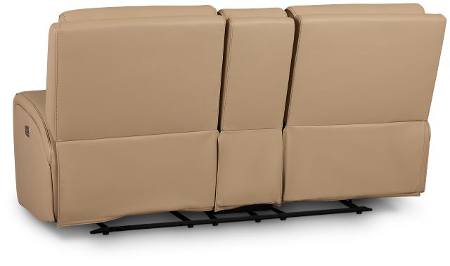 Rhett Taupe Micro Power Reclining Console Loveseat