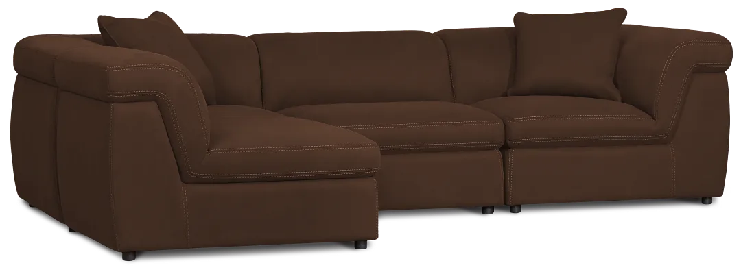 Aria Dark Brown Micro Immersive 4-piece Modular Sectional W/2 Speakers