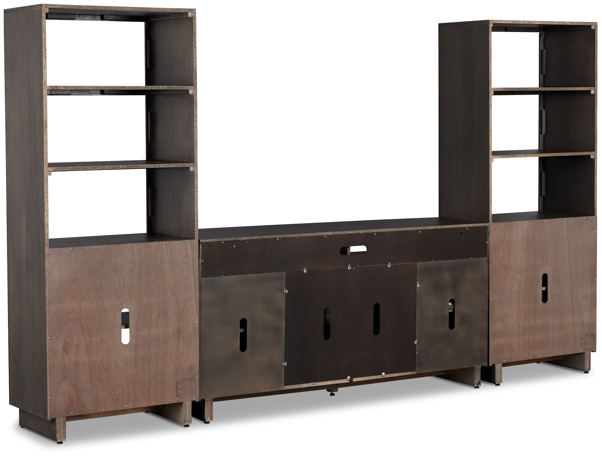 Richmond Gray 64" Door Pier Entertainment Wall With Fireplace