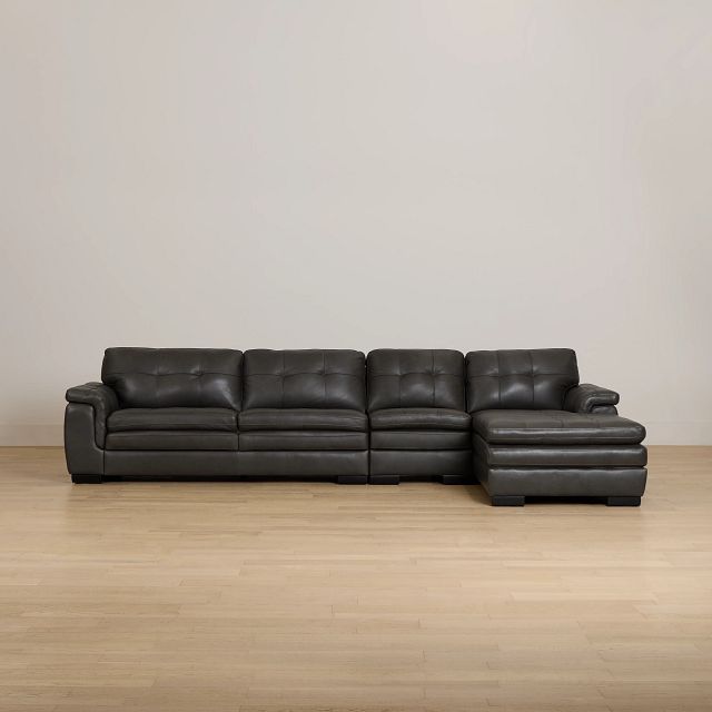 Braden Dark Gray Leather Small Right Chaise Sectional