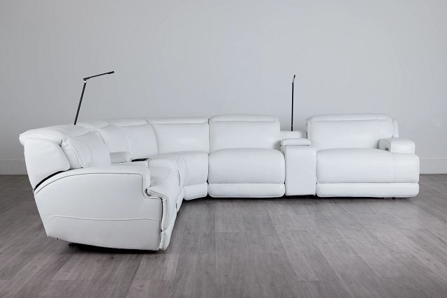 Reign White Lthr/vinyl Large Triple Power Reclining Two-arm Sectional