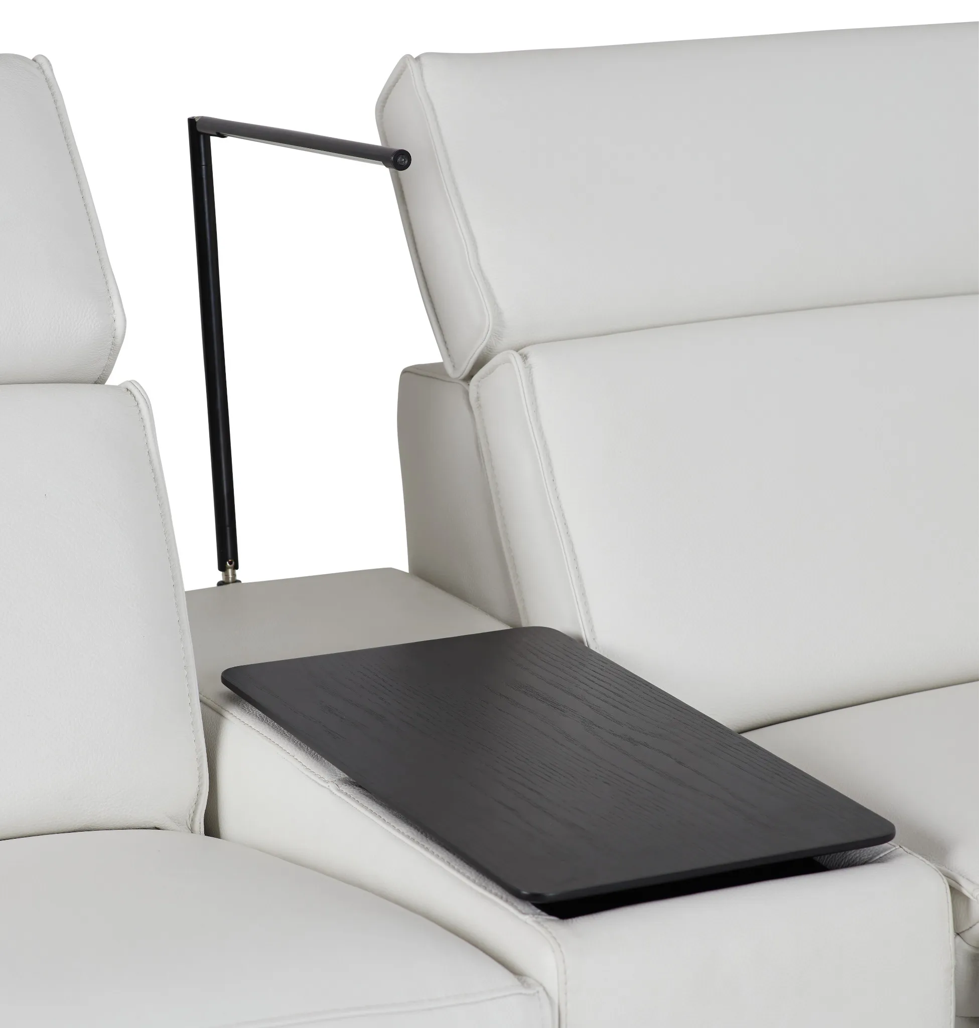 Carmelo White Leather Medium Triple Power Sectional W/left Table & Light