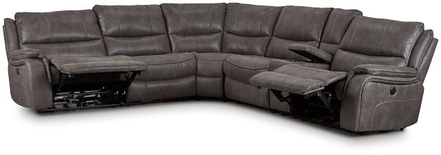 Dober Dark Gray Micro Medium Dual Power 2-arm Reclining Sectional