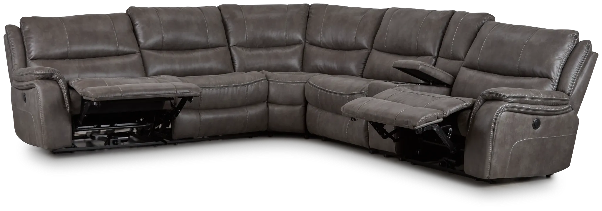 Dober Dark Gray Micro Medium Dual Power 2-arm Reclining Sectional