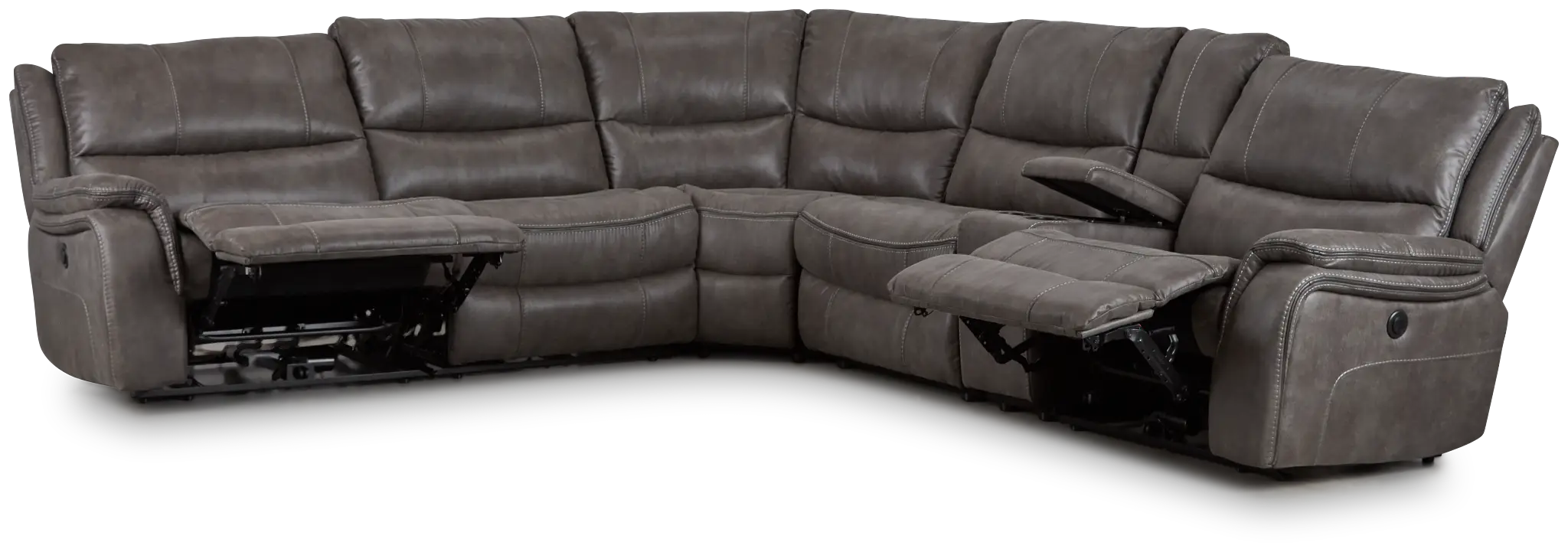 Dober Dark Gray Micro Medium Dual Power 2-arm Reclining Sectional Dober Dark Gray Micro Medium Dual Power 2-arm Reclining Sectional