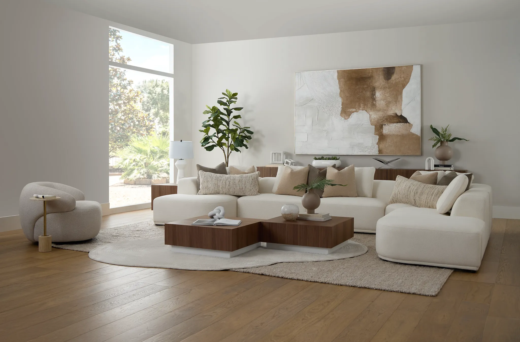 Catalina White Fabric Large Left Chaise Sectional