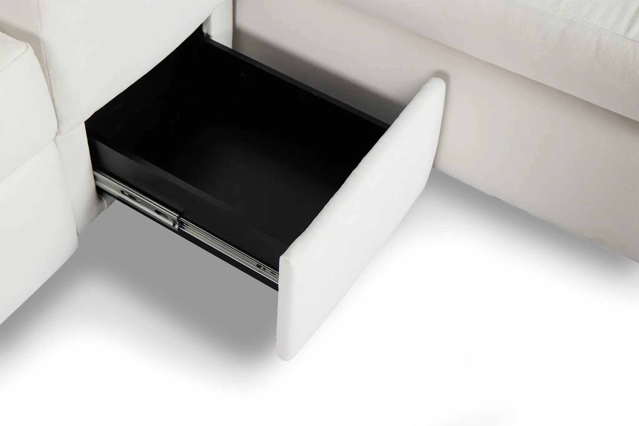 Citymod White Fabric Small Right Chaise Sectional With Storage Console Citymod White Fabric Small Right Chaise Sectional With Storage Console