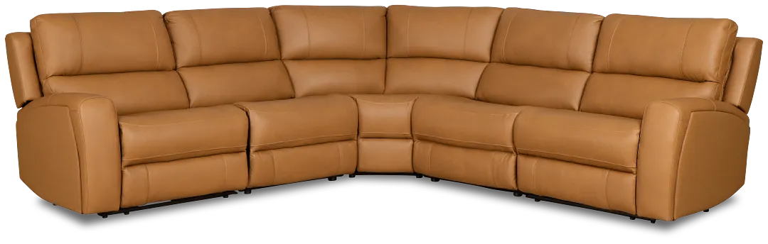 Summit Light Brown Lthr/vinyl Small Two-arm Power Reclining Sectional