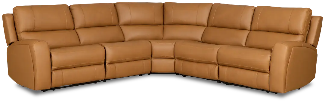 Summit Light Brown Lthr/vinyl Small Two-arm Power Reclining Sectional Summit Light Brown Lthr/vinyl Small Two-arm Power Reclining Sectional