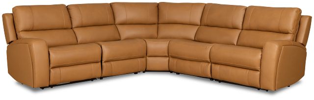 Summit Light Brown Lthr/vinyl Small Two-arm Power Reclining Sectional