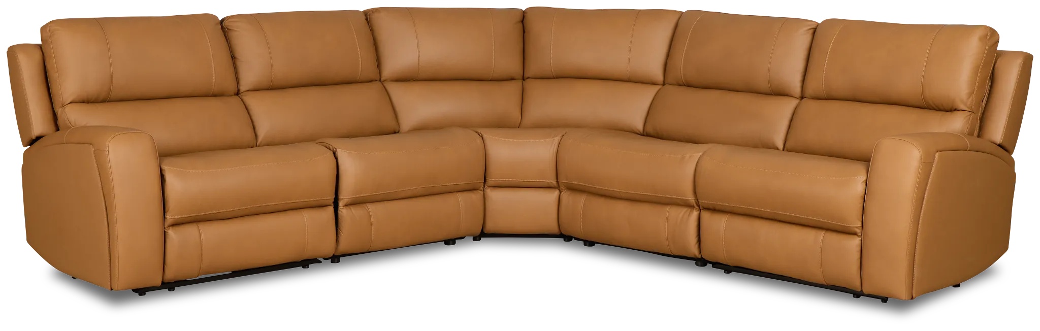 Summit Light Brown Lthr/vinyl Small Two-arm Power Reclining Sectional